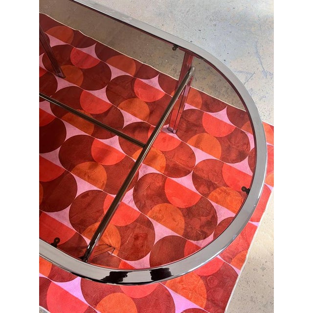 Oval Dining Table in Smoked Glass and Chrome For Sale - Image 4 of 11