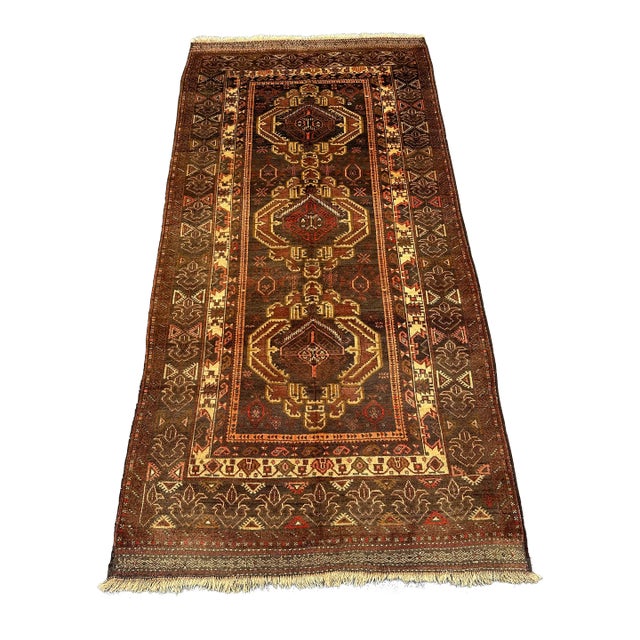 Vintage Afghan Baluch Rug, Hand Knotted Tribal Runner For Sale