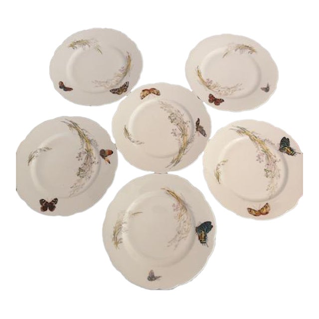 Antique Haviland Limoges Meadow Visitors Salad Plate, Set of 6 For Sale