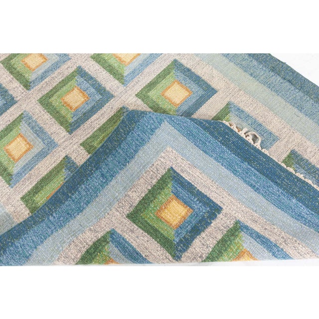 Doris Leslie Blau Vintage Swedish Flat Woven Rug by Alice Walleback For Sale - Image 9 of 9