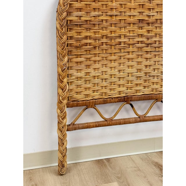 Vintage, Coastal, Boho Wicker Woven Wicker and Rattan, Twin Headboard Bed Accent For Sale - Image 10 of 14