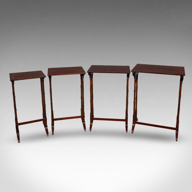 1900 - 1909 Antique Quartetto of Nesting Tables, English, Set of 4, Occasional, Edwardian For Sale - Image 5 of 12