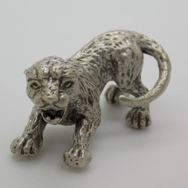 1970s Vintage Italian Handmade Silver Lion Cub Figurine, Tuscany, Italy, 1970s For Sale - Image 5 of 12