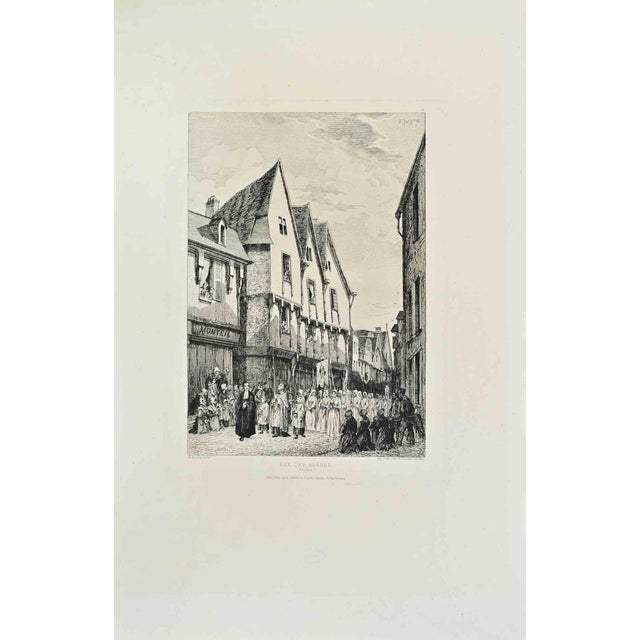 Armand Queyroy, Rue des Arènes, Etching, 1870s For Sale