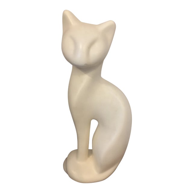 1960s Mid Century White Cat Figurine For Sale
