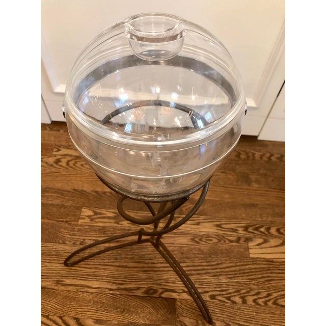 Mathieu Matégot Mid Century Iron and Lucite Ice Bucket Holder For Sale - Image 4 of 7