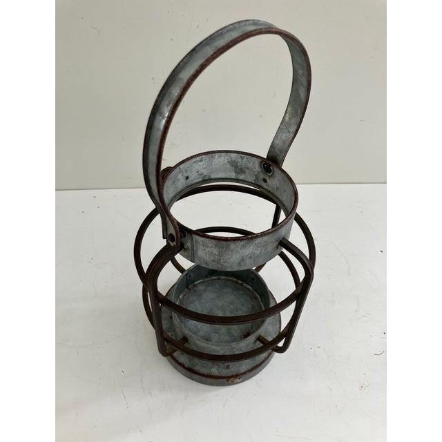 Early 20th Century Antique Galvanized Lantern Carrier-- Early 20th Century Farm & Utility Lighting Holder For Sale - Image 5 of 8