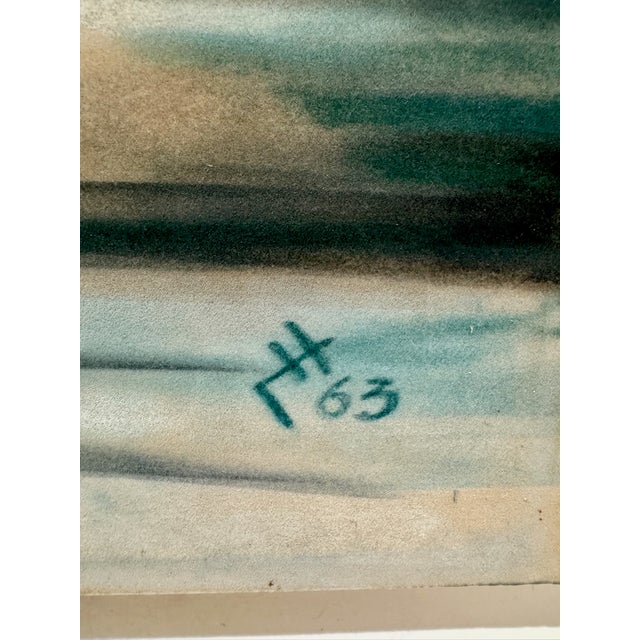 Paper Henry Emil Salloch Original Watercolor on Paper Abstract Harbor Scene, 1963. For Sale - Image 7 of 9
