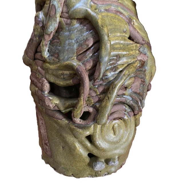 Abstract Vintage 1970’s Brutalist Coiled Studio Pottery Vase For Sale - Image 3 of 10