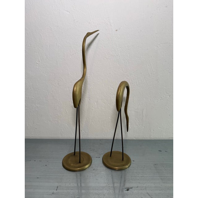 Brazilian Mid-Century Bronze Heron Sculptures - A Pair For Sale - Image 4 of 12