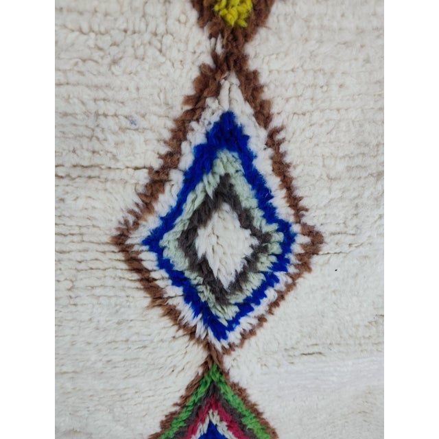 Ivory Azilal Ivory Multicolor Wool Moroccan Area Rug For Sale - Image 8 of 11