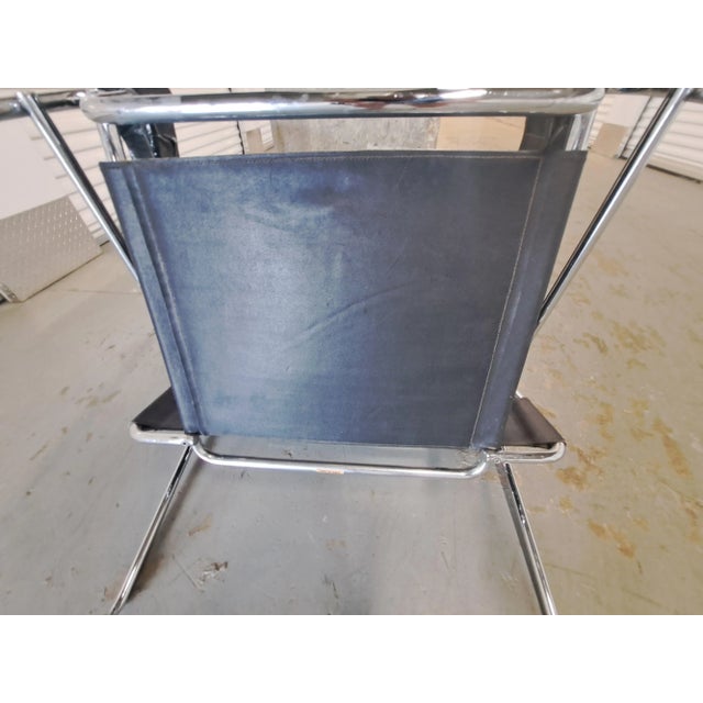 Authentic Marcel Breuer Wassily chair. In need of leather restoration! Made in Italy in early Mid- Century. Black leather...