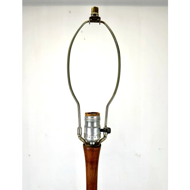 Wood Mid Century Danish Modern Style Tapered Teak Floor Lamp For Sale - Image 7 of 9