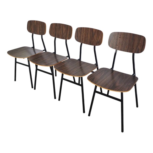 Vintage Industrial School Chairs from STOL Kamnik, 1970s, Set of 4 For Sale