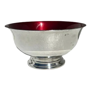 Mid 20th Century Reed and Barton Silverplate and Ruby Red Paul Revere Liberty Bowl