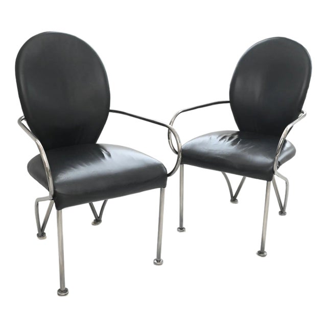 Pair of Dia Arm Chairs - Design Institute of America - Postmodern 1990's Dining Chairs For Sale