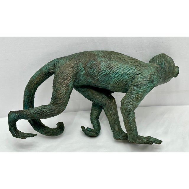 Great Looking & Decorative Vintage Mid Century Posing Monkey Figure - Heavy Solid Cast Bronze For Sale - Image 11 of 18