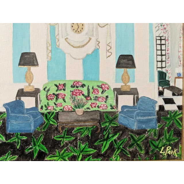 Original Fauvist Greenbrier Resort Hotel "Lobby Lounge" Dorothy Draper Interior Art For Sale - Image 14 of 14