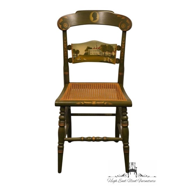 Hitchcock 1974 Limited Edition Edward Keith Hand Painted Side Chair - George Washington's Mount Vernon For Sale - Image 9 of 10
