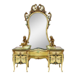 1920s Italian Baroque Painted Vanity Dresser For Sale