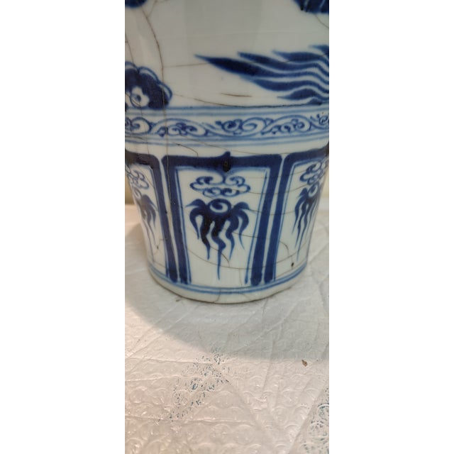 Chinese Ceramic Vase Blue and White Porcelain Plum Vase Hand Painted Drragon Pattern For Sale - Image 11 of 11