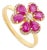 VRJewels Blooming 1.18ct Ruby Diamond Floral Cocktail Ring Size 9 in 14k Yellow Gold For Sale