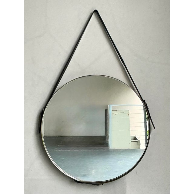 Early 21st Century Vintage Boho Jaime Young Leather Strap Mirror For Sale - Image 5 of 6