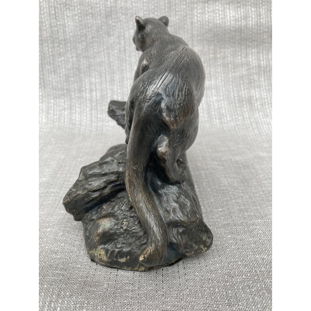 Metal Vintage Van Wolf Cougar Bronze Sculpture For Sale - Image 7 of 12