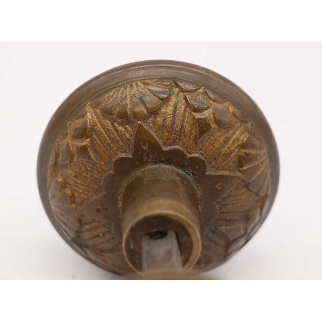 Metal Antique Lockwood Bronze Broken Leaf Door Knob Set For Sale - Image 7 of 8