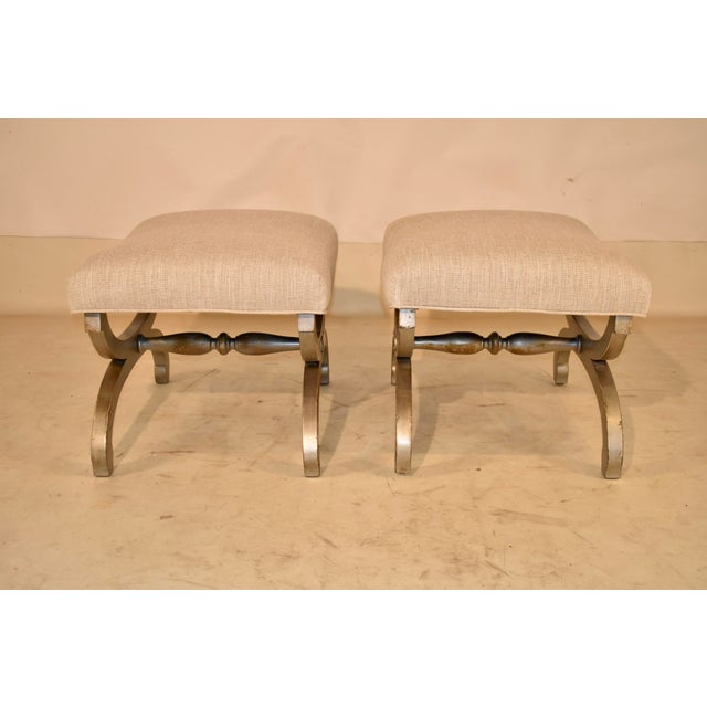 Silver Pair of Hollywood Regency Style Benches, Circa 1960's For Sale - Image 8 of 13