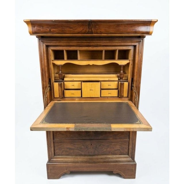 French Mid 19th Century French Louis Philippe Burr Walnut Secrétaire À Abattant For Sale - Image 3 of 6