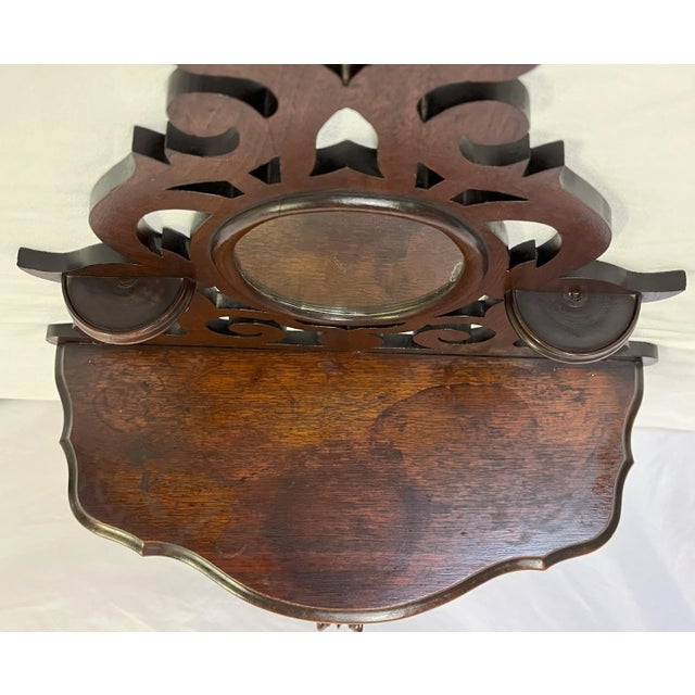 Early 20th Century Victorian Mahogany Wall Shelf With Mirror and Drawer For Sale - Image 9 of 12