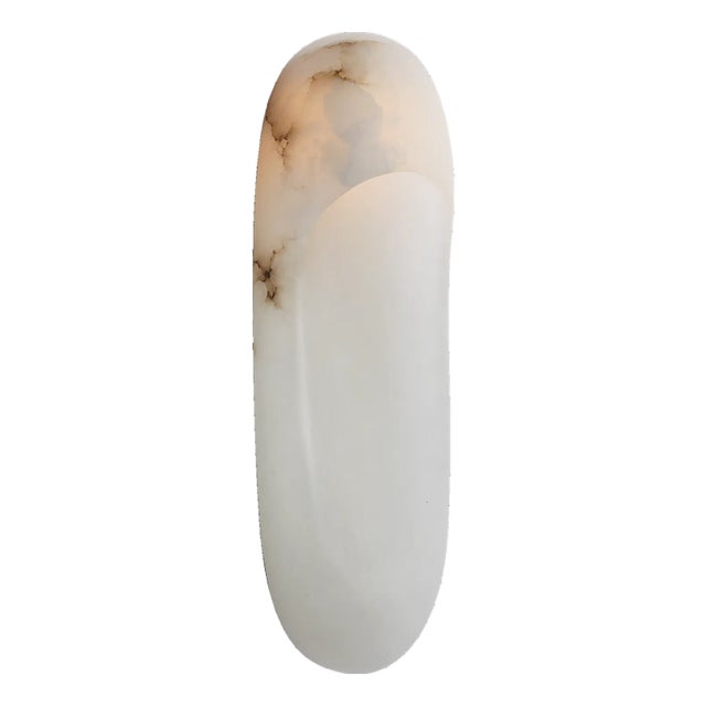 Esculpa 18" Elongated Wall Light in Alabaster and Polished Nickel Designer: Kelly Wearstler Finish: Alabaster and Polished...