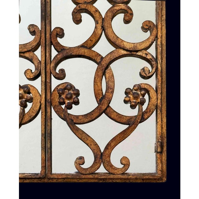 Italian Vintage Mirror - Gilt Wrought Iron For Sale - Image 10 of 12