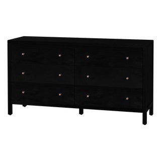 Mendel 60 in. W Rectangular Wood 6 Drawer Dresser, Black For Sale