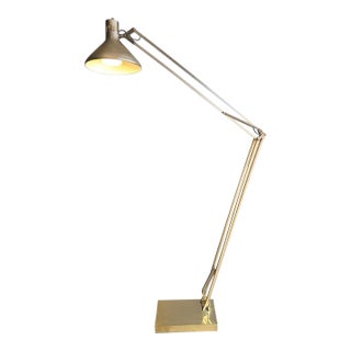 1960s Postmodern Giant 7 Foot Tall! Brass Floor Lamp Alsy Articulating Architect Drafting For Sale