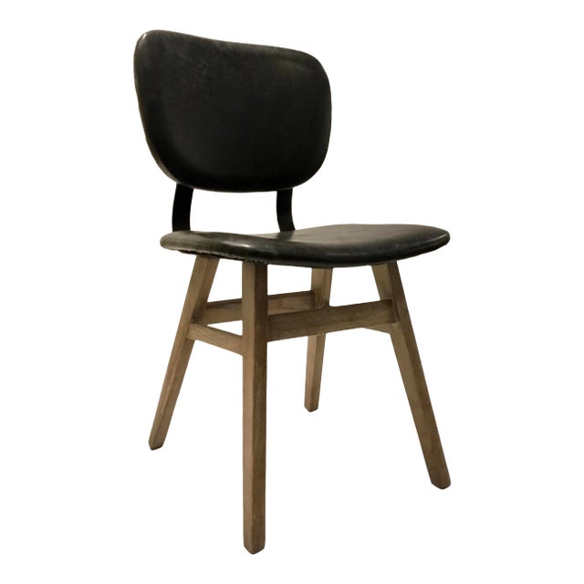 Industrial Modern Black Faux Leather Side Chair/Desk Chair For Sale