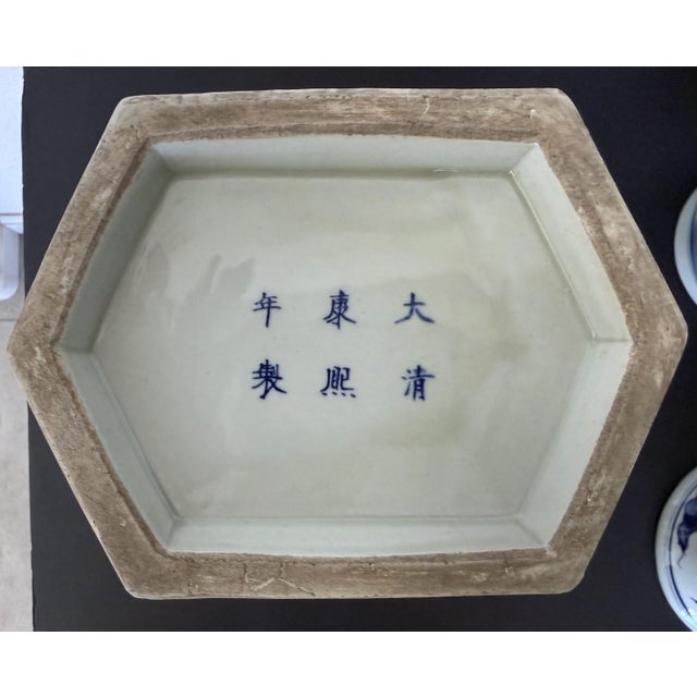 Mid 20th Century Vintage Chinese Blue & White Porcelain Landscape Vases - Trio Set For Sale - Image 5 of 18