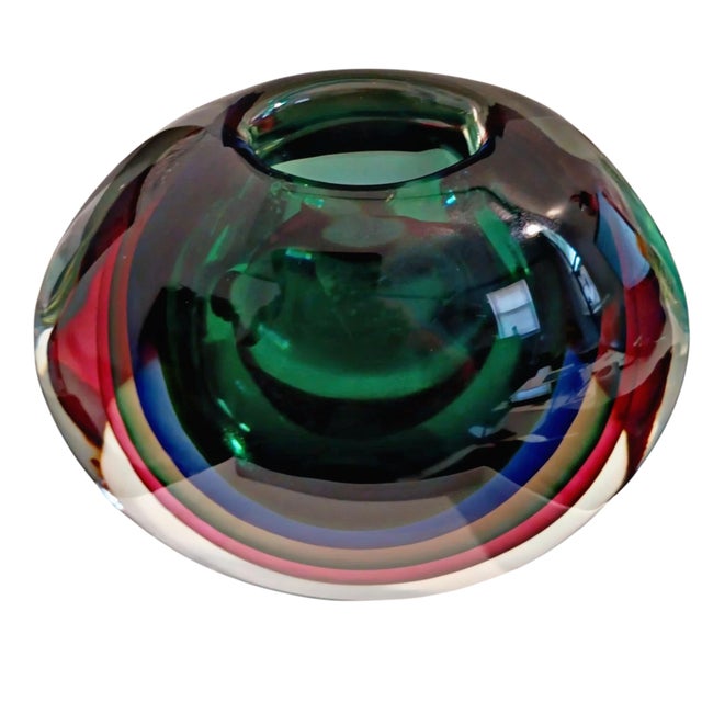 Early 21st Century Luigi Onesto Handblown Murano Sommerso Art Glass Vase, Italy, 2000's. For Sale - Image 5 of 9