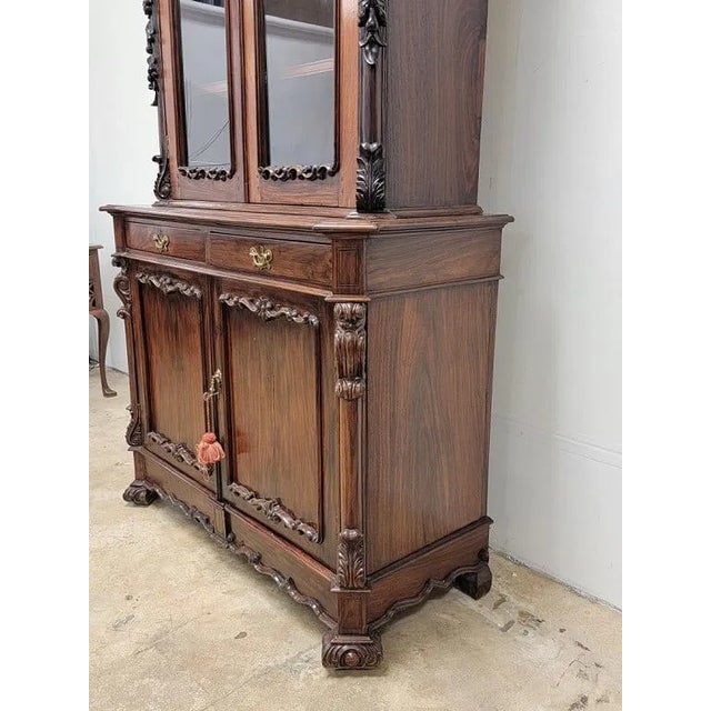 Superb Quality Antique Austrian Two Door Rosewood Bookcase. For Sale - Image 4 of 11