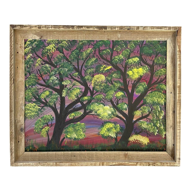 Original Signed and Framed Primitive Outsider Art Acrylic on Canvas by Ernie Faragoi (Florida, Present Day) For Sale