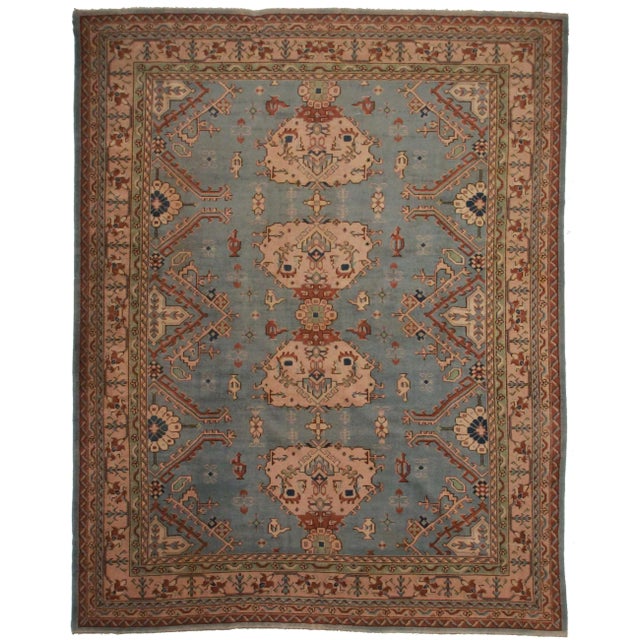 Antique Turkish Oushak Rug - 10′ × 12′11″ For Sale