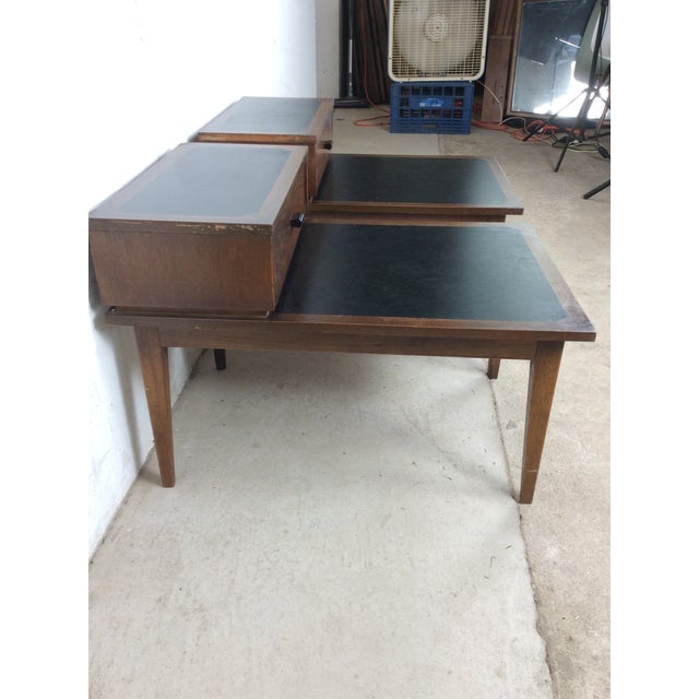 1960s Pair Mid Century Modern Walnut Step Tables With Single Drawer For Sale - Image 5 of 12