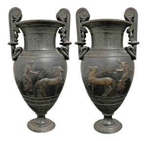 Early 20th Century Bronze Roman-Style Urns - a Pair