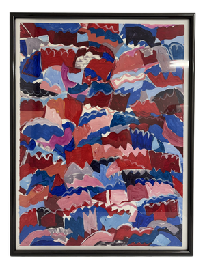 Helmut Dittmann, Abstract Composition in Red and Blue, 1980s, Paint on Paper
