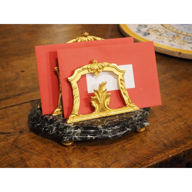 A Small French Louis XV Style Carved Marble and Gilt Bronze Letter Carrier, 20th C. For Sale - Image 16 of 18