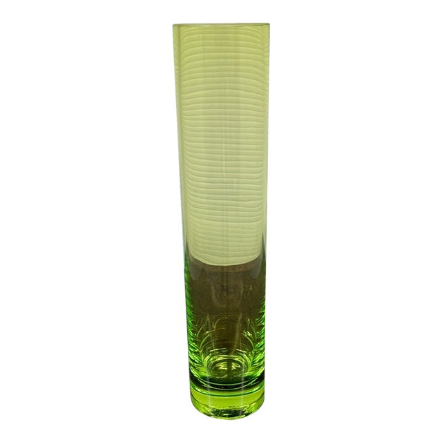 Cylindrical Lime Green Tall Vase For Sale