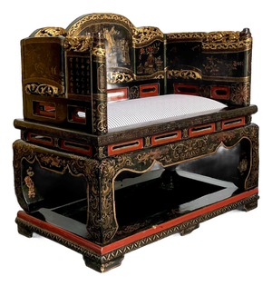 Vintage Chinese Lacquered Throne Chair