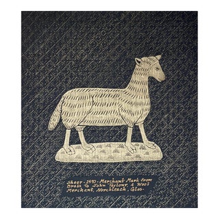 1970s English Sheep Block Print For Sale