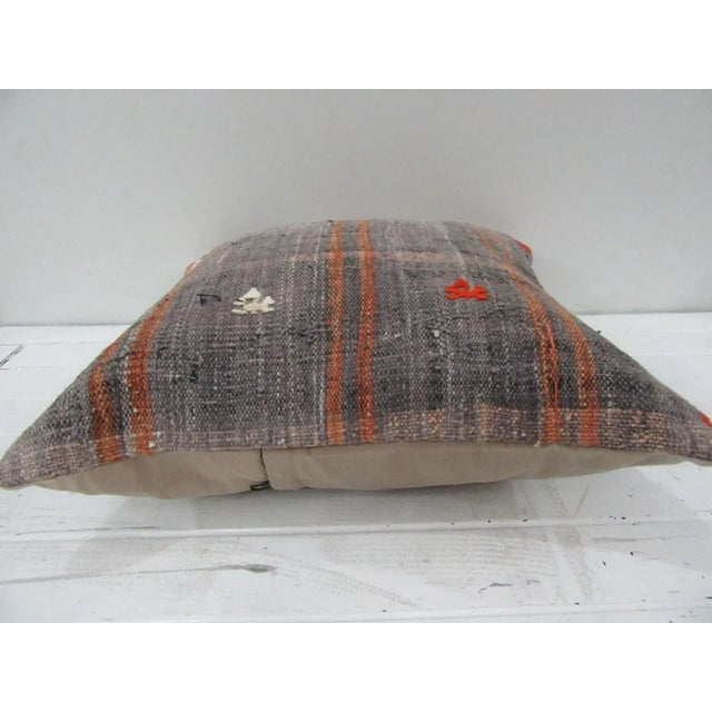 Rustic Handwoven Gray Turkish Kilim Pillow Cover For Sale - Image 3 of 4